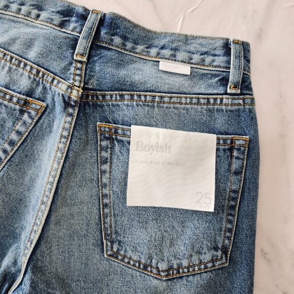 High Rise Straight Boyish Jeans 25 Blue Model Off-Duty NWT - Picture 5 of 8